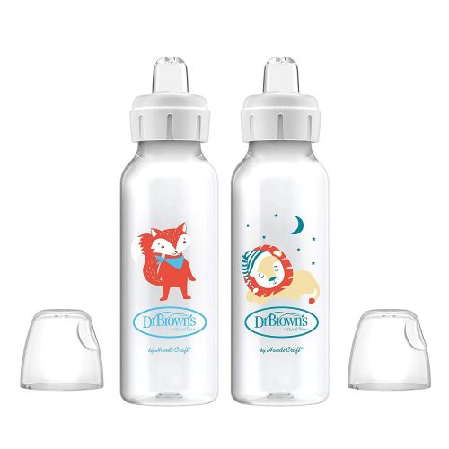  Dr. Browns Options+ Sippy Spout Baby Bottles, Fox & Lion, 8 Ounce, 2 Count