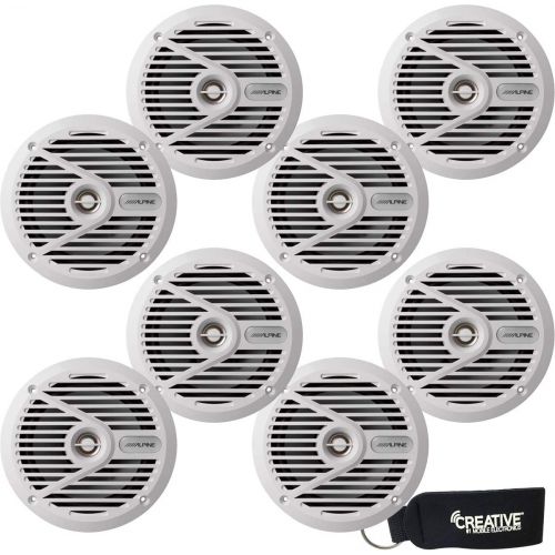  Alpine SPS-M601 Bundle - Four Pairs of SPS-M601W White 6.5 2-Way Marine Coaxial Speakers (8 Speakers)