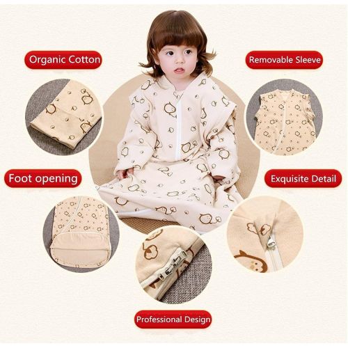  luyusbaby Sleeping Bag Organic Cotton Thickened Removable Sleeves Baby Wearable Blanket, for Spring Fall