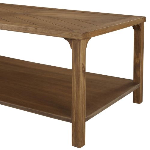  WE Furniture Wood Farmhouse Coffee Table with Storage for Living Room, 42, Caramel
