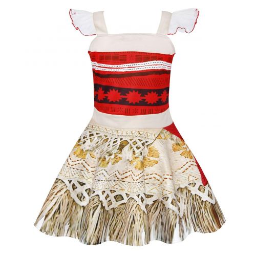  AmzBarley Princess Moana Dress Little Girls Lace Sleeveless Costume Cosplay Outfit