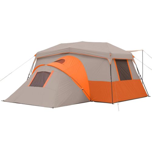 오자크트레일 OZARK TRAIL 11-Person Instant Cabin with Private Room, Orange Bundle Quad Folding Camp Chair 2-Pack