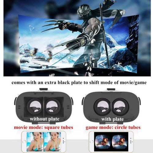  TSANGLIGHT VR Glasses Virtual Reality Goggle, 3D VR Headset wRemote Fit for iPhone Xs MAX XR Samsung Galaxy Note 9 8 5 S9 S8 S7 Edge LG G 7 Stylo 4 3 2 Google Pixel 2 3 XL, VR Headset for Ki