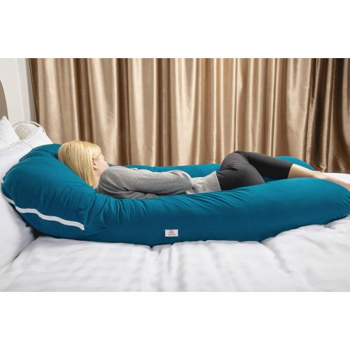  QUEEN ROSE Pregnancy Pillow and U-Shape Full Body Pillow with Velvet Cover,Blue and Gray