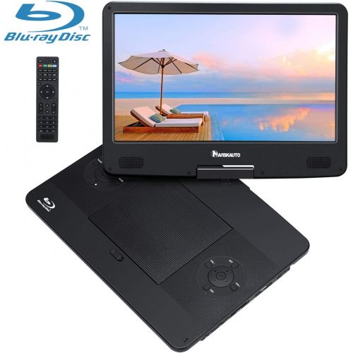  NAVISKAUTO 14 Inch Portable Blu-Ray DVD Player 1080P with HDMI in/Out, 4000mAh Rechargeable Battery and AUX Cable, Support USB/SD Card, MP4 Video Playback, Dolby Audio