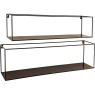 Whole House Worlds The Industrial Chic Rectangle Floating Shelves, 2 Wall Mounted Pieces, Black Iron, Various Sizes, By