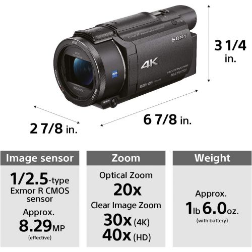 소니 Sony FDRAX53B 4K HD Video Recording Camcorder (Black)