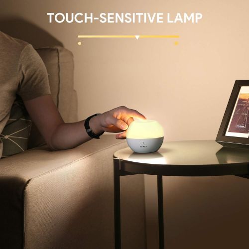  [아마존 핫딜]  [아마존핫딜]AUKEY Night Light, Rechargeable Bedside Lamp with RGB Color-Changing & Dimmable Bedroom Light, IP65 Water-Resistance & Drop-Resistance, Touch Control Table Lamp for Reading, Sleepi