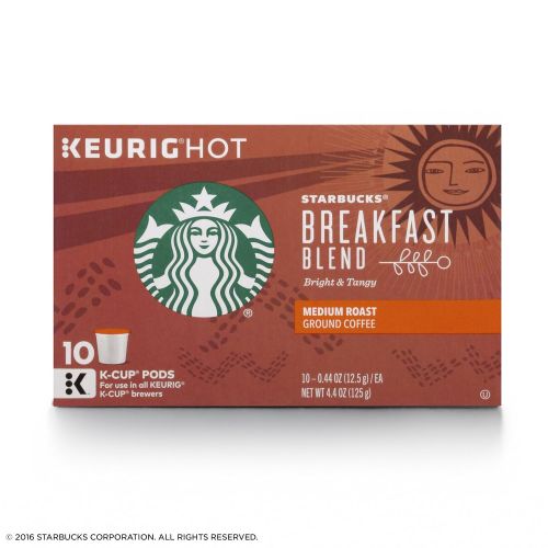 스타벅스 Starbucks Breakfast Blend Medium Roast Single Cup Coffee for Keurig Brewers, 6 Boxes of 10 (60 Total K-Cup pods)
