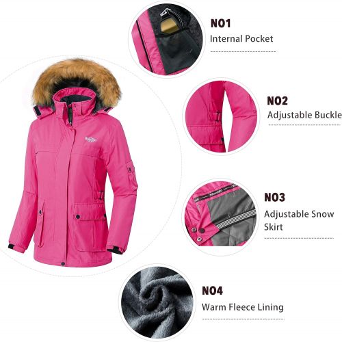  Wantdo Womens Warm Parka Mountain Ski Fleece Jacket Waterproof Windproof Winter Rain Coat Outdoors Anorak