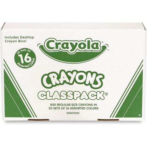  Crayola Classpack Assortment, 800 Regular Size Crayons, 16 Different Colors (50 Each), Great for Classroom, Educational, All-Purpose Art Tools - BIN528016