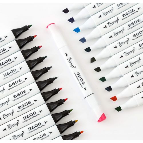  Bianyo Dual Tip Art Markers Set- Permanent Sketch Drawing Pens for Adults & Kids Coloring, Designing, Manga, Gift Box Set of 72