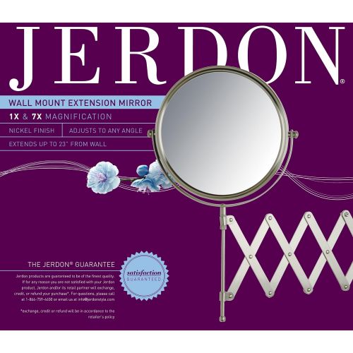  Jerdon JP2027N 8-Inch Wall Mount Makeup Mirror with 7x Magnification, Nickel Finish