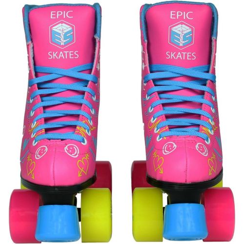  Epic Skates Epic Blush High-Top Indoor Outdoor Quad Roller Skate 3 Pc. Bundle - Childrens