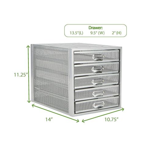  Mind Reader 5CABMESH-SIL 5 Cabinet, Metal, Drawers, File, Office Storage, Heavy Duty Multi-Purpose, Silver