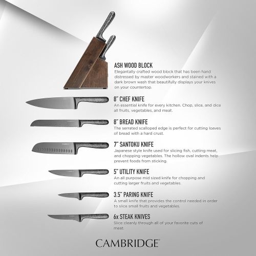  Cambridge Silversmiths Nero 12-Piece Cutlery Set with Block, Stainless Steel