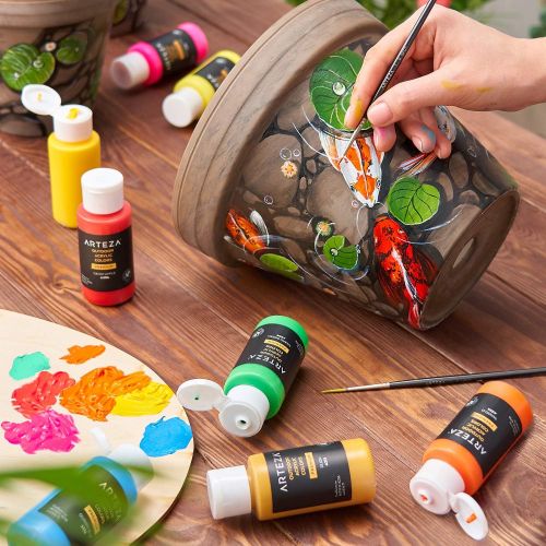  [아마존핫딜][아마존 핫딜] ARTEZA Outdoor Acrylic Paint, Set of 20 Colors/Tubes (59 ml, 2 oz.) with Storage Box, Rich Pigments, Multi-Surface Paints for Rock, Wood, Fabric, Leather, Paper, Crafts, Canvas and
