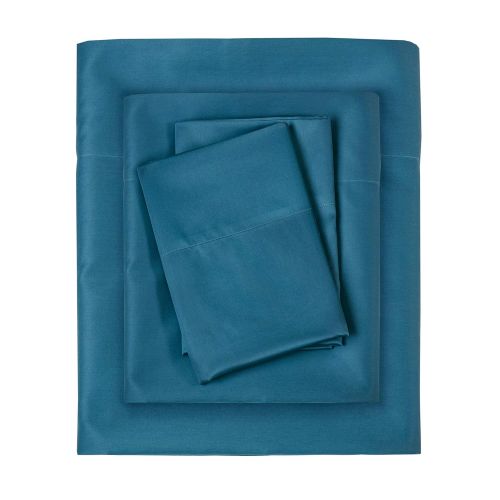  Sleep Philosophy 300TC Liquid Queen, Casual Silk Cotton, Teal Bed Set 4-Piece Include Flat, Fitted Sheet & 2 Pillowcases