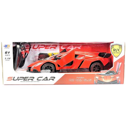  Super Car Red Lamborghini Veneno Battery Operated Remote Control Car - Kids Favorite Toy -114 Scale