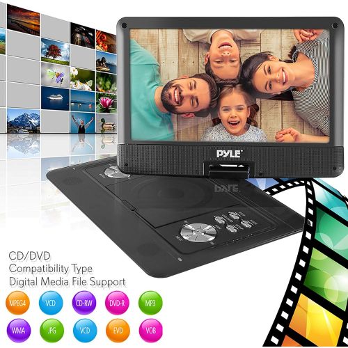  Pyle Portable DVD CD Player - 14 Inch High Resolution TFT Swivel Angle Foldable Display Screen Built-In Rechargeable Battery USBSD Card Readers 32GB Memory & Multimedia Support W