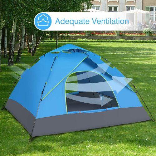  Amagoing 3-4 Person Camping Tent Instant Setup Tent Double Layer Waterproof for 3 Seasons