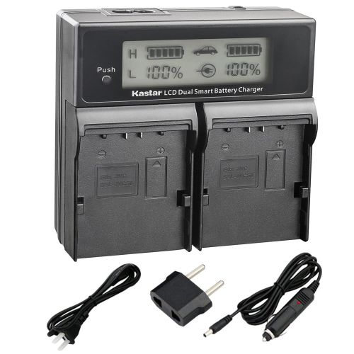  Kastar LCD Dual Smart Fast Charger Kit for JVC SSL-JVC50 and JVC GY-HMQ10, GY-LS300, GY-HM200, GY-HM600, GY-HM600E, GY-HM600EC, GY-HM650 Camcorders