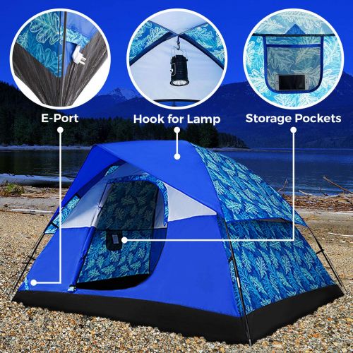 콜맨 Alvantor Family Camping Tents 4 People Waterproof Tents Easy Setup 9 x 7 Patent Oak Printing Xplorer Tribe Tent