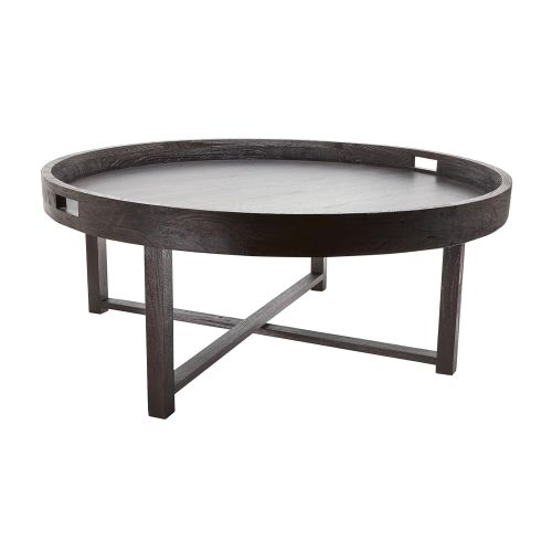  Dimond Home Round Teak Coffee Table Tray, 42 x 18, Black