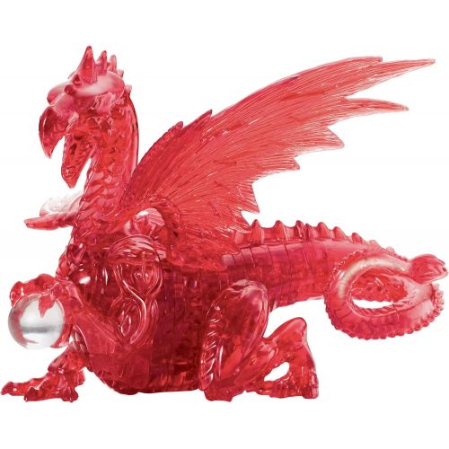  Bepuzzled Deluxe 3D Crystal Jigsaw Puzzle - Red Dragon DIY Assembly Brain Teaser, Fun Model Toy Gift Decoration for Adults & Kids Age 12 & Up, 56Piece (Level 3)
