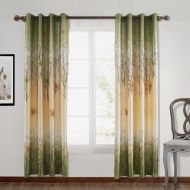 ChadMade Maple Leaf Print Polyester With Blackout Lined Window Curtain Drape Tab Top 84 W x 84 L (1 Panel) For Bedroom Living Room Club Restaurant