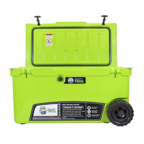  Driftsun Frosted Frog Original Green 70 Quart Ice Chest Heavy Duty High Performance Roto-Molded Commercial Grade Insulated Cooler with Wheels