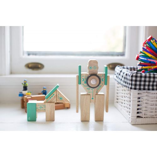  Tegu Robo Magnetic Wooden Block Set: Toys & Games