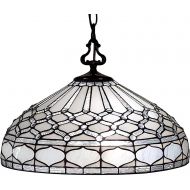 Amora Lighting AM221HL18 Tiffany Style Royal White Hanging Lamp 18 in Wide