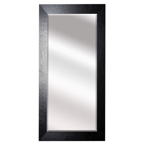  Rayne Mirrors US Made Black Wide Leather Beveled Full Body Mirror Exterior: 31 X 66