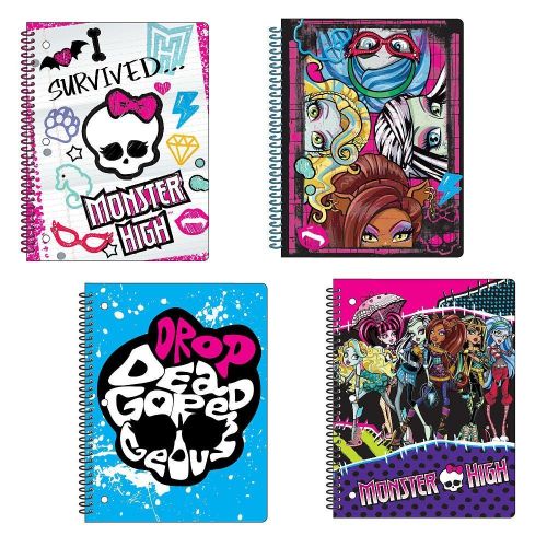 몬스터하이 Set 4 Ghoulishly Fabulous Monster High Wide Ruled Notebook Back to School