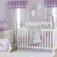 Grey Damask and Purple 4 Piece Baby Crib Bedding Set by The Peanut Shell