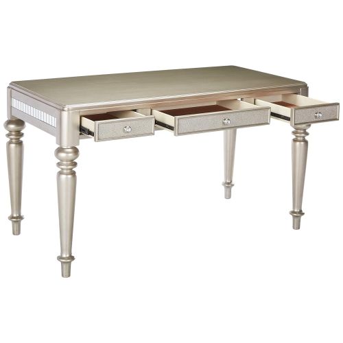  Coaster Home Furnishings Bling Game Writing Desk with Drawer Fronts Metallic Platinum