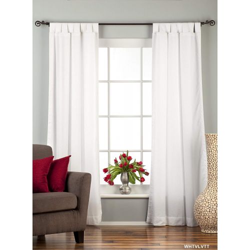  Indian Selections White Tab Top Velvet CurtainDrape  Panel - 43W x 84L - Piece