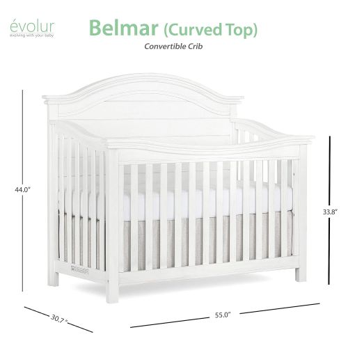  Evolur Belmar Curve 5 in 1 Convertible Crib, Weathered White