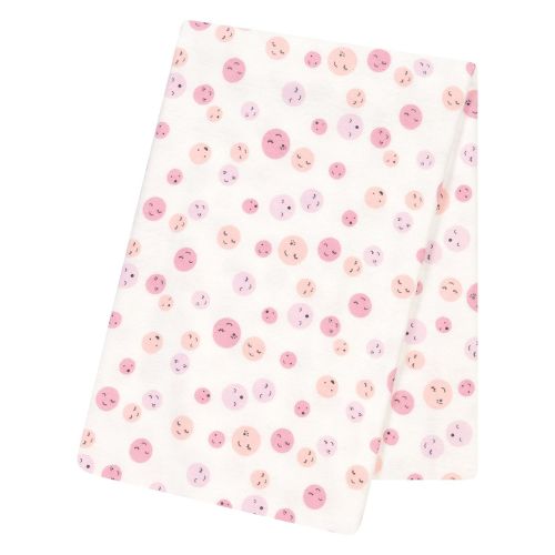  Trend Lab Be Happy Jumbo Deluxe Flannel Swaddle Blanket, Pink/White