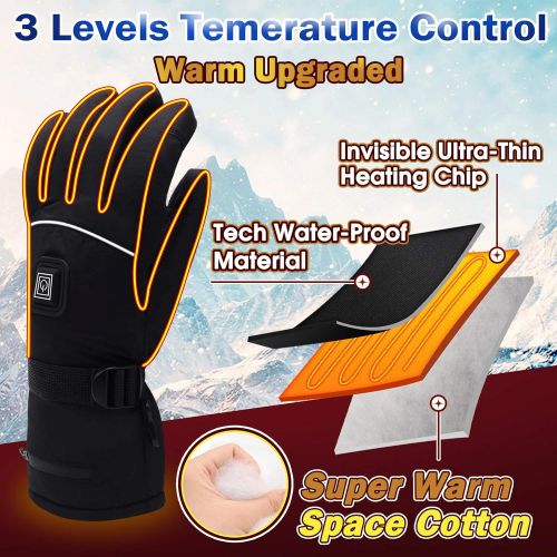  Autocastle Electric Battery Heated Gloves for Women Men,Touchscreen Texting Water-resistant Thermal Heat Gloves,Electric Battery Heated Ski Bike Motorcycle Warm Gloves Hand Warmers,Winter The