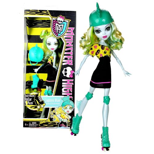 몬스터하이 Mattel Year 2011 Monster High Skultimate Roller Maze Series 10 Inch Doll - Lagoona Blue Daughter of the Sea Monster with Removable Helmet, Roller Blade and Doll Stand (X3673)