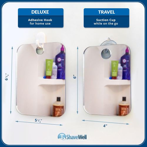  The Shave Well Company Deluxe Shave Well Fog-free Shower Mirror - 2 pack - Made in the USA - 33% larger than the...