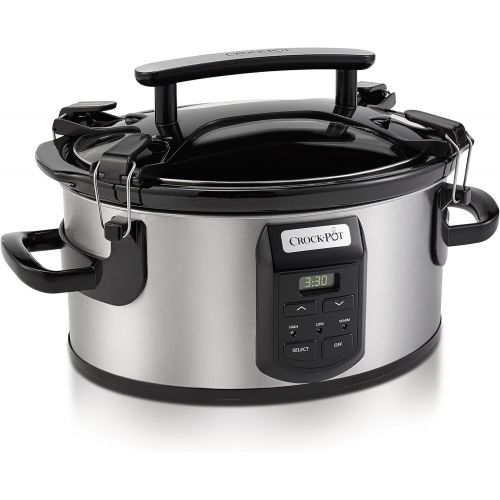 크록팟 Crockpot SCCPVS600ECP-S Crock-Pot Cook and Carry Portable Slow Cooker with Digital Control, 6 Quart, Silver