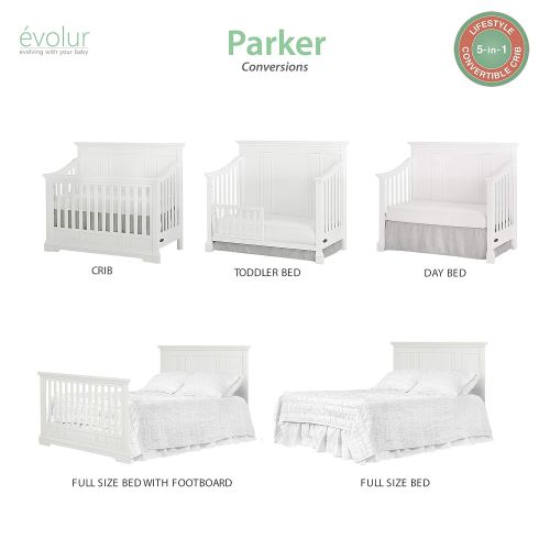  Evolur Parker 5 in 1 Convertible Crib, Winter White