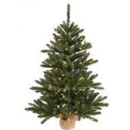 Vickerman B160443LED Pine Artificial Christmas Tree with 484 PVC tips & 150 Dura-Lit Italian LED Mini Lights in a Burlap base, 42, Warm WhiteAnoka