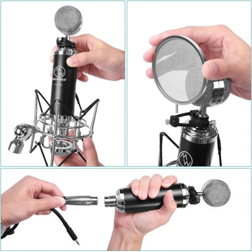니워 Neewer NW-500 Professional Condenser Microphone Kit: (1) Condenser Microphone + (1) Integrated Metal Pop Filter + (1) Shock Mount + (1) 3.5MM to XLR Microphone Cable