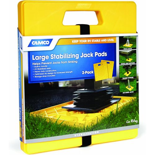 Camco 44541 Large RV Stabilizing Jack Pads Without Handle, Helps Prevent Jacks from Sinking, 14 Inch x 12 Inch Pad - 2 Pack
