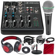 Photo Savings Mackie 402VLZ4 - 4-channel Ultra Compact Mixer with Preamps and Platinum Bundle w Professional Microphone + Headphones + 8x Cables + More