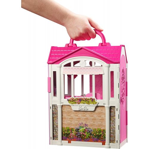 마텔 Mattel Barbie Glam Getaway Portable Dollhouse, 1 Story with Furniture, Accessories and Carrying Handle, for 3 to 7 Year Olds